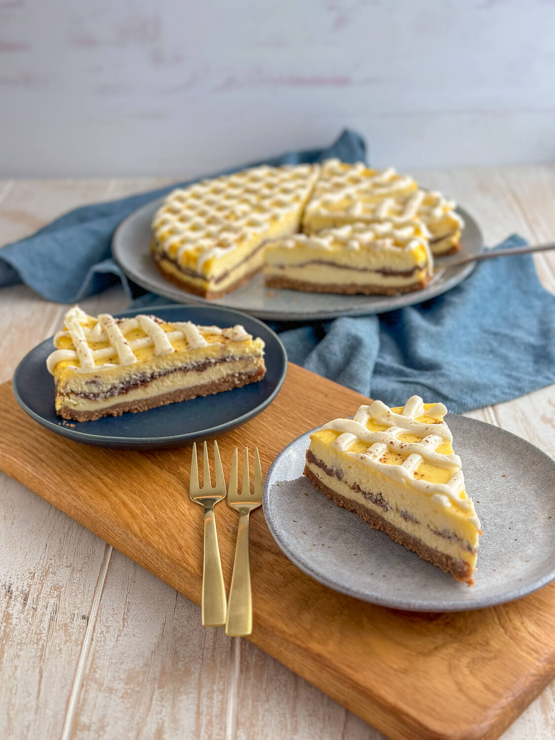 Zimtschnecken Käsekuchen mit Keksboden