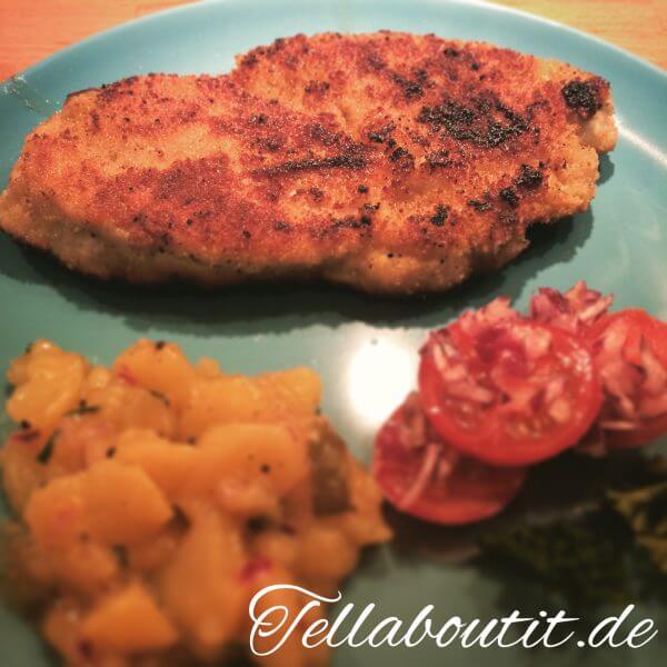 Paniertes Putenschnitzel mit bayerischem Kartoffelsalat - Einfach Malene