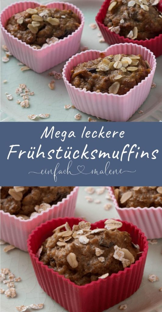 Gesunde Bananenmuffins - Frühstücksmuffins zum Mitnehmen & Snacken. Diese leckeren Frühstücksmuffins mit Banane, Erdnussbutter und Schokostückchen schmecken einfach großartig, Bananenmuffins ganz ohne zusätzlichen Zucker. #muffins #bananankuchen #haferflocken