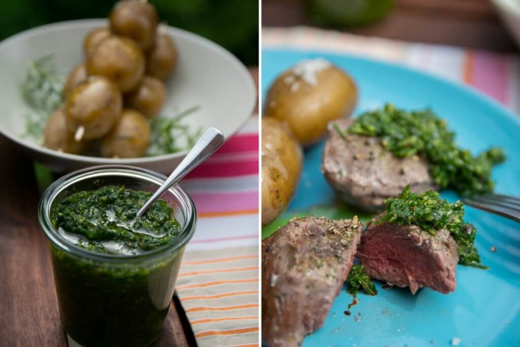 Rindersteak vom Grill mit argentinischer Steaksauce