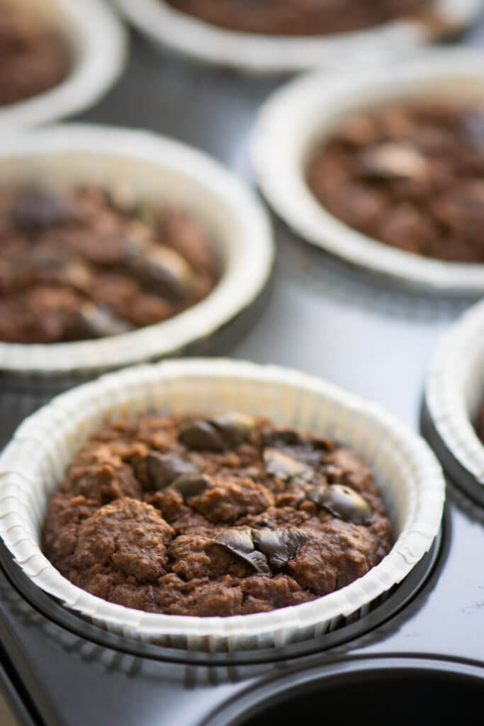 Schoko Banane Haferflocken Muffins - Frühstücksmuffins ohne Zucker