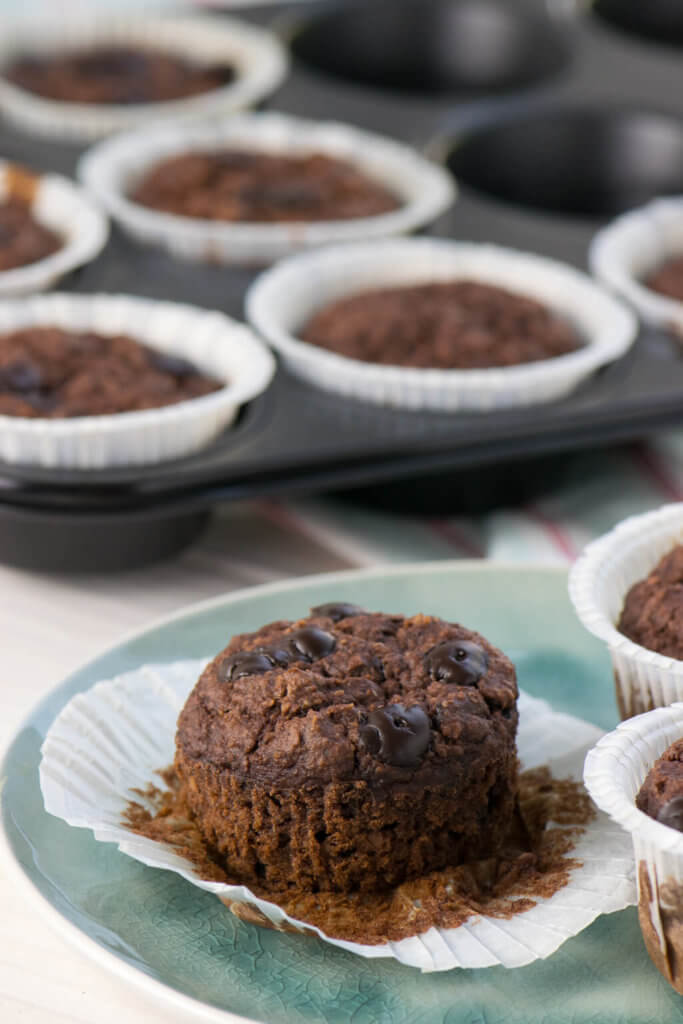 Backen mit Haferflocken, Schokoladen Muffins ohne Zucker