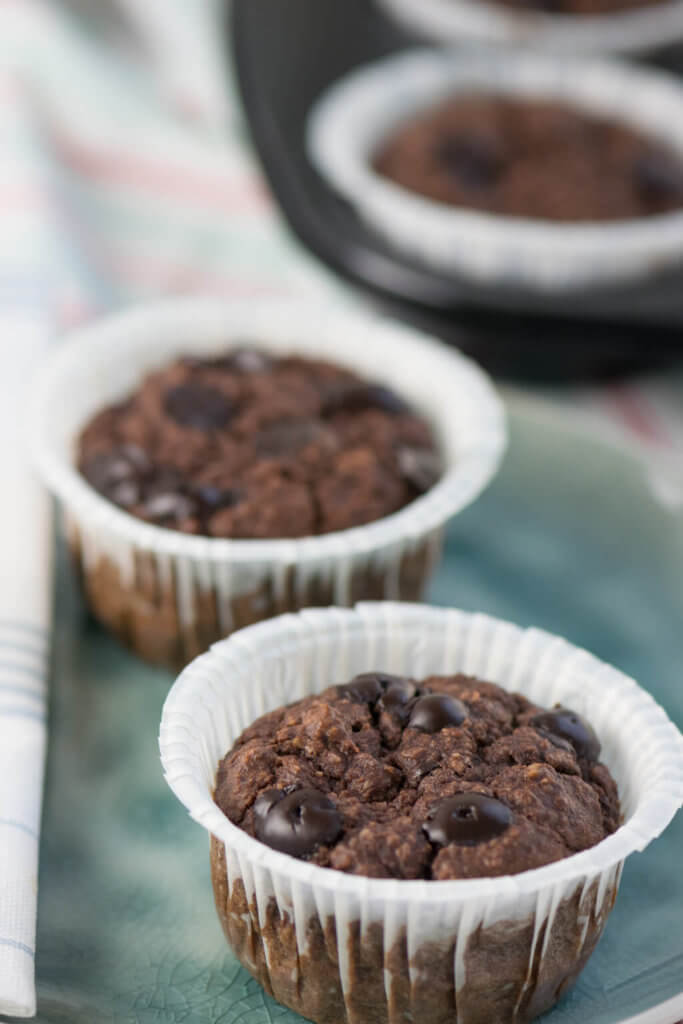 Lecker zum Frühstück - Bananen Muffins mit Haferflocken und Schokodrops