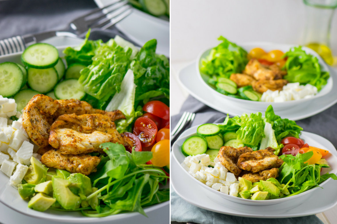 Richtig leckerer Salat mit Grilled Chicken &amp; Honig Senf Dressing