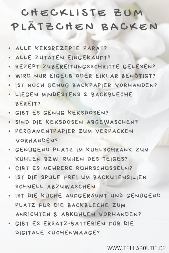 Checkliste Plätzchen backen