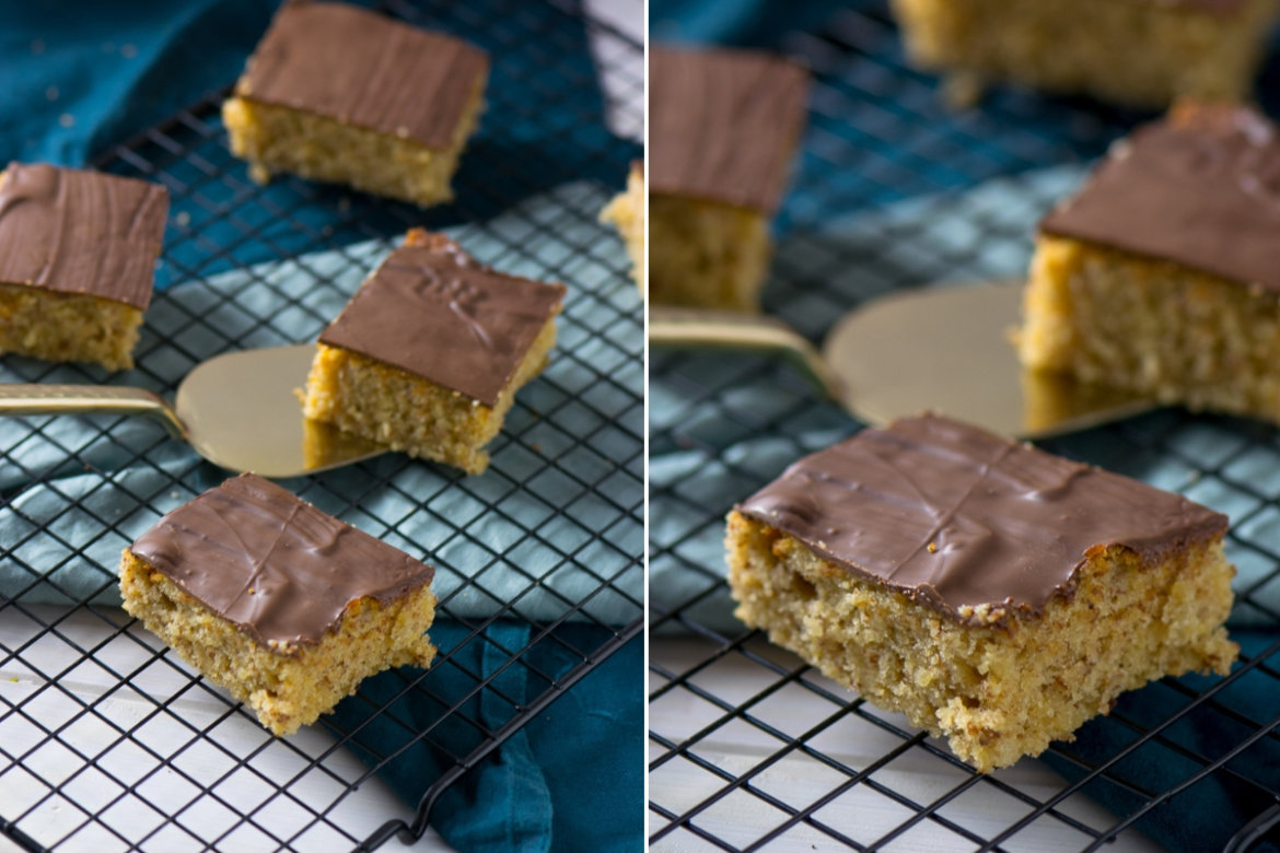 Saftiger Marzipan Nuss Kuchen vom Blech