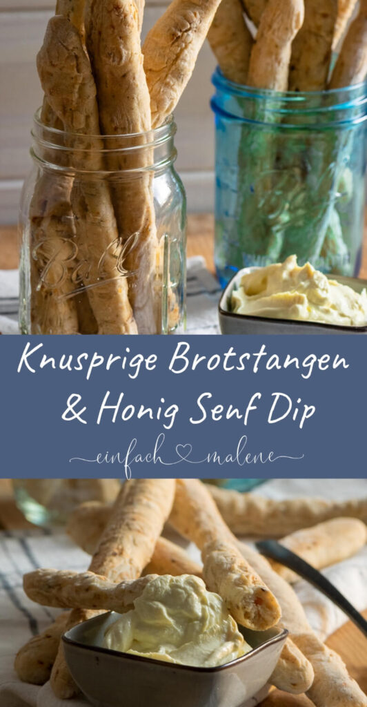 Diese knusprigen Brotstangen duften herrlich nach Pizzabrot und sind super easy zubereitet. Dazu passt der Honig Senf Dip mit Frischkäse absolut perfekt.