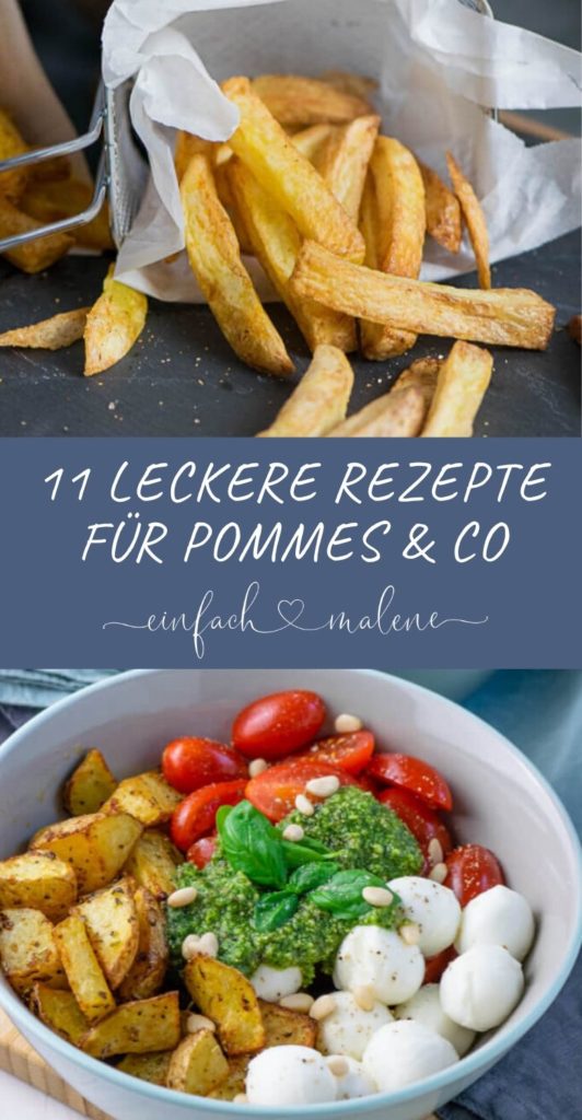 Alle lieben Pommes. Aber wusstest du wie einfach es ist selber welche zu machen? Und natürlich auch viel gesünder! Probier es aus, hier findest du 11 tolle Rezepte für und mit Pommes. Besonders zu empfehlen sind die Rezepte für Salate mit Pommes und Bowls #pommes #pommesselbermachen