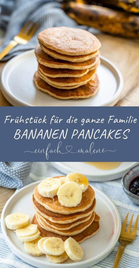 Leckere gesunde Pancakes mit Haferflocken, Skyr und Zimt. Extrem lecker und super fix gemacht. Ich backe sie am liebsten fettfrei in einer beschichteten Pfanne oder noch einfacher auf dem Kontaktgrill. #pancakes #bananen #reifebananen #frühstücksrezepte #breifrei #familienrezepte