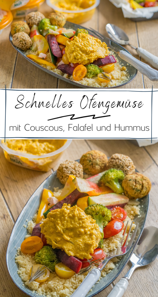 Einfach, schnell und super lecker - das perfekte Gericht für die Feierabendküche! Heute gibt es eine echt geniale Sattmacher-Ofengemüse-Platte. Dazu habe ich leckeren Couscous, selbstgemachte Falafel und einem super genialen Süßkartoffel-Kürbis Hummus zubereitet. Alles zusammen ist nicht nur sättigend, es besteht aus gesunden, mediterranen Zutaten und ist super fix zubereitet. #hummus #ofengemüse #feierabendrezepte