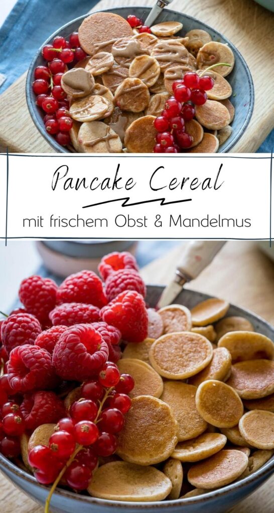 Das Mini Pancake Müsli geht derzeit absolut viral. Kein Wunder, es ist ist zauberhaft und einfach zuzubereiten - es erfordert nur ein wenig Zeit und Geduld. Du kannst die Pancakes wunderschön anrichten und nicht nur Kinder werden verrückt nach diesem Frühstück sein. #frühstück #familiengerichte #rezepte #pancakes #bowls