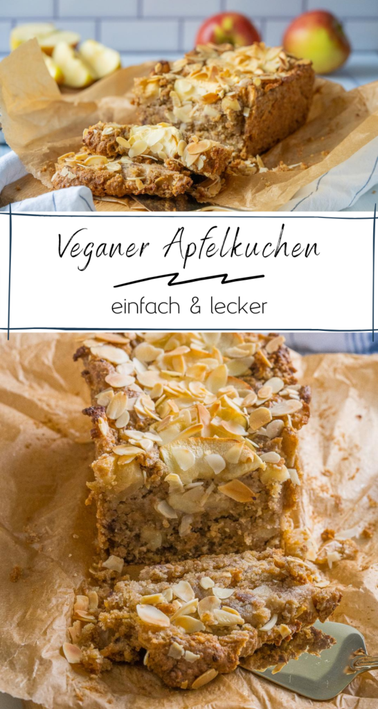 Apfelkuchen backen mit Äpfeln aus frischer Ernte. Backe dieses vegane Apfelbrot mit wenigen Zutaten. Wunderbar saftig mit Haferflocken, Zimt & Vanille. #vegan #apfelkuchen #haferflocken #kuchenrezepte