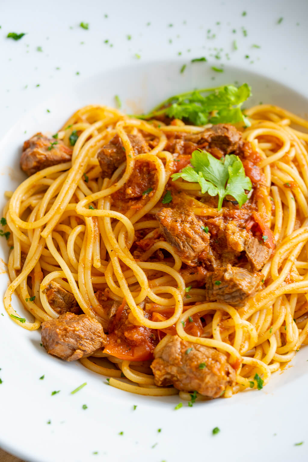 Köstliche Rindfleischpasta mit Spaghetti