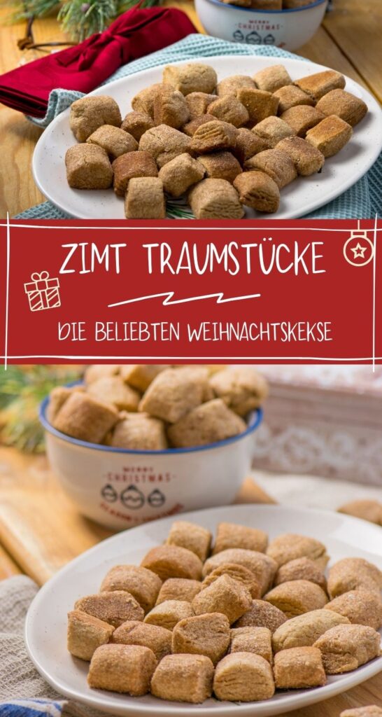 Leckeres Weihnachtsgebäck mit Zimt - einfach zu backen und total lecker. Probiere unbedingt auch die anderen Traumstücke aus. Du wirst sie lieben. Traumstücke sind eines der beliebtesten Rezepte - jetzt auch als Variante mit Zimt. Absolut köstlich #traumstücke #weihnachten #backen #zimt