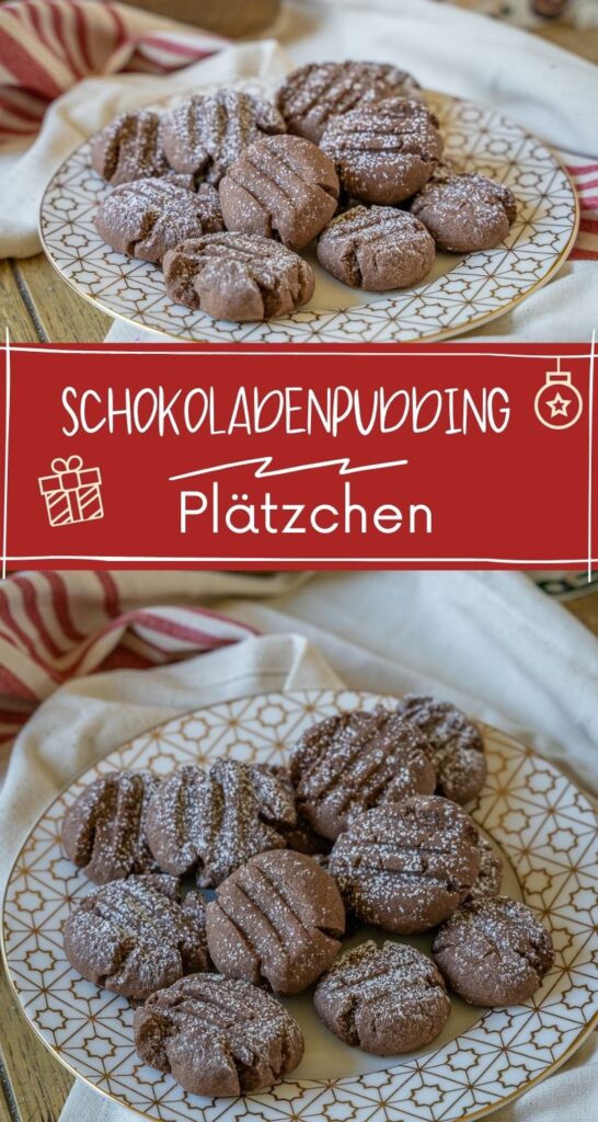 Schokoplätzchen dürfen auf dem Plätzchenteller nicht fehlen. Ganz besonders passen diese zarten Schoko Pudding Plätzchen in die Weihnachtszeit. Die Schoko Weihnachtskekse sind super zart und zerfallen auf der Zunge. Durch die Stärke erhalten sie ihr ganz besondere Konsistenz und haben ihren ganz besonderen Zauber. Genieße die Kekse mit deinen Liebsten. #weihnachten #weihnachtsrezepte #schokokekse