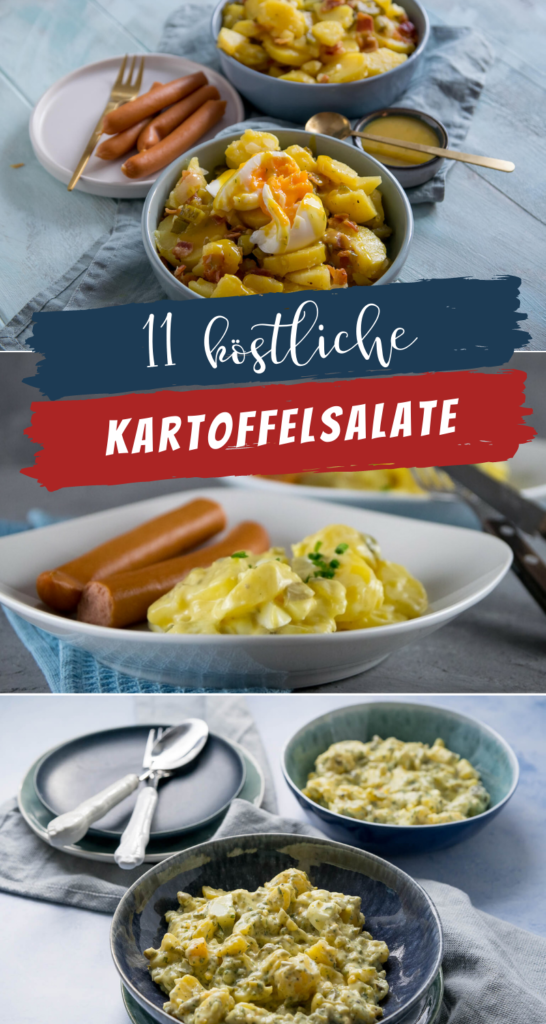 Meine 11 liebsten Rezepte für Kartoffelsalat für Weihnachten. Hier gibt es neben dem Klassiker mit Würstchen auch tolle neue Kartoffelsalate für Heiligabend