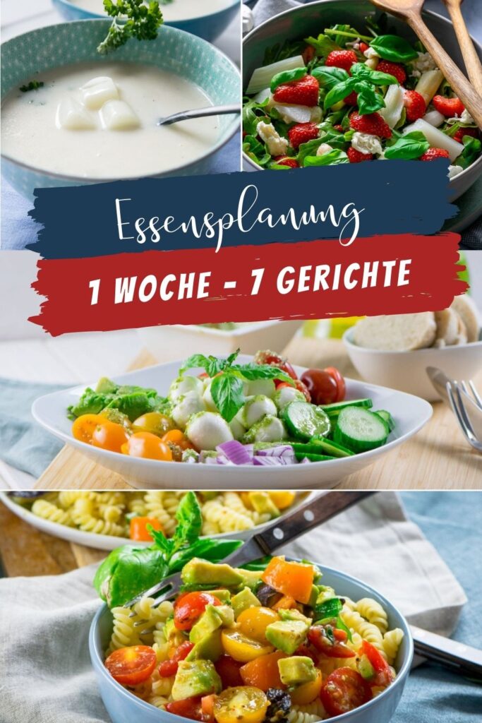 Dieser Wochenplan unterstützt dich als Inspiration für deine Kochplanung. In dieser Woche wird es frühlingshaft leicht mit Salaten, Suppe und Pasta