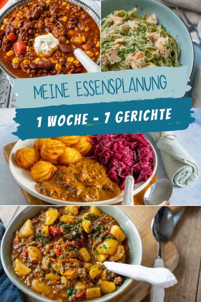 Ideen für die Essenplanung - 1 Woche, 7 Gerichte. Diese Woche wird es deftig mit Gulasch, Suppe & Eintöpfen wie Bauerntopf und Chili con Carne.