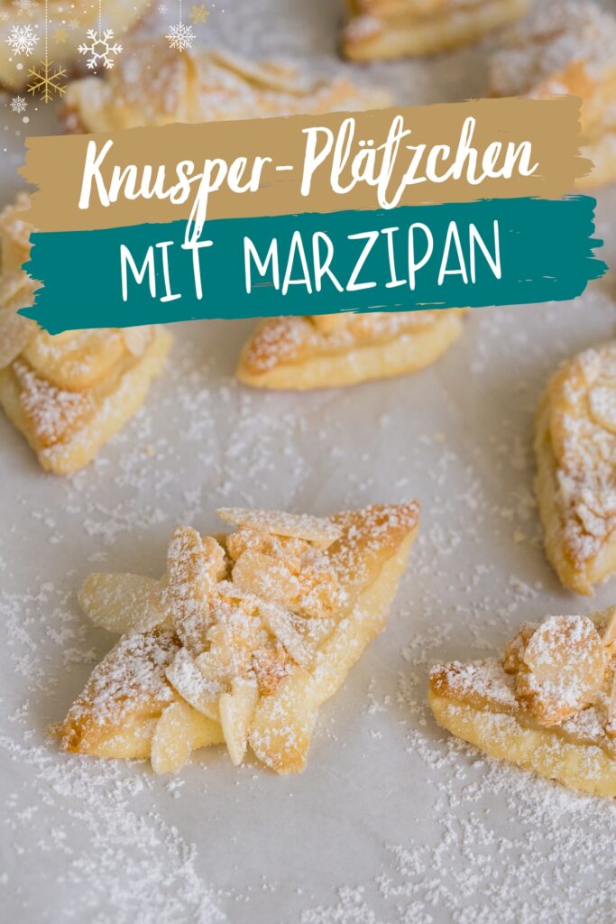 Zartes Buttergebäck mit Marzipan, Mandeln und Puderzucker, super lecker und ein Knaller auf dem Plätzchenteller.