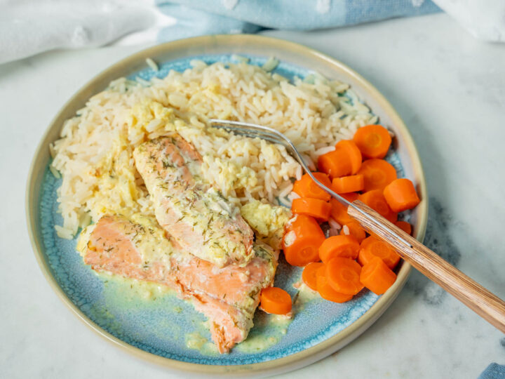 Lachs in Senfsauce mit Reis und Karotten - Einfach Malene