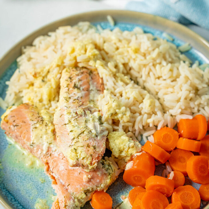 Lachs in Senfsauce mit Reis und Karotten - Einfach Malene