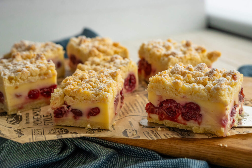 Kuchen - Kirschstreusel Kuchen mit Pudding