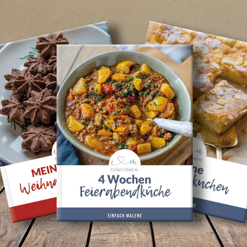 Meine Rezepte findest du auch in meinen Back- und Kochbüchern