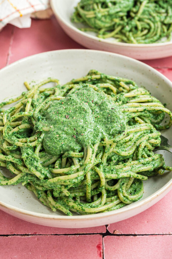 Spaghetti in Rahmspinat - vegan