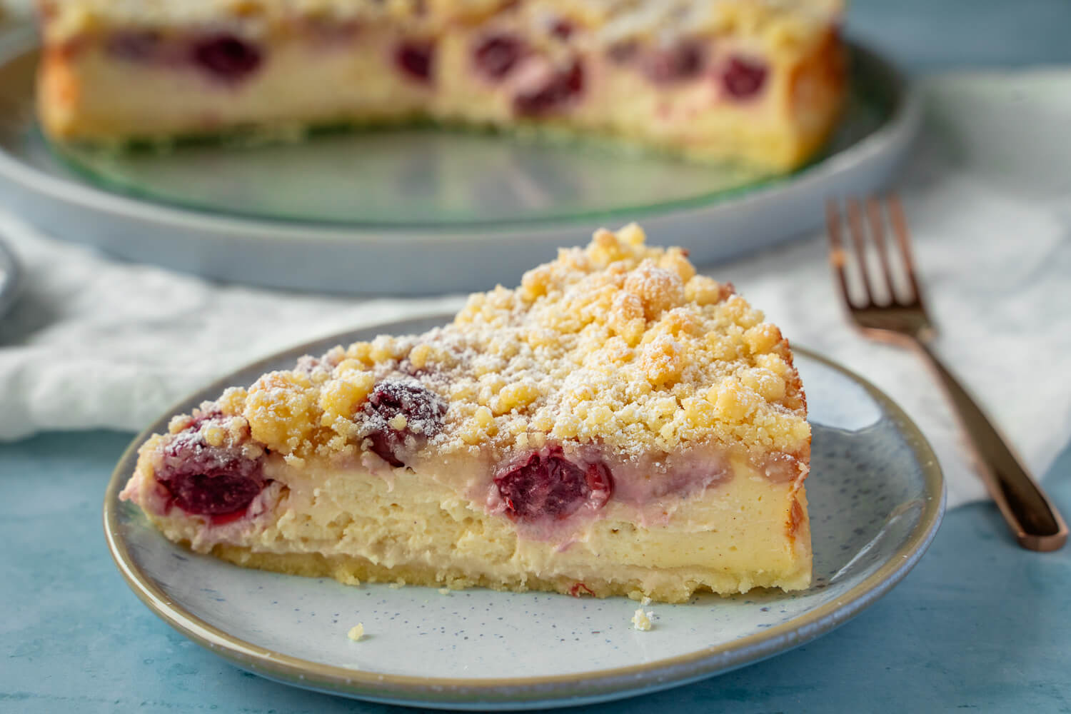 Quark Kirschkuchen mit Streuseln