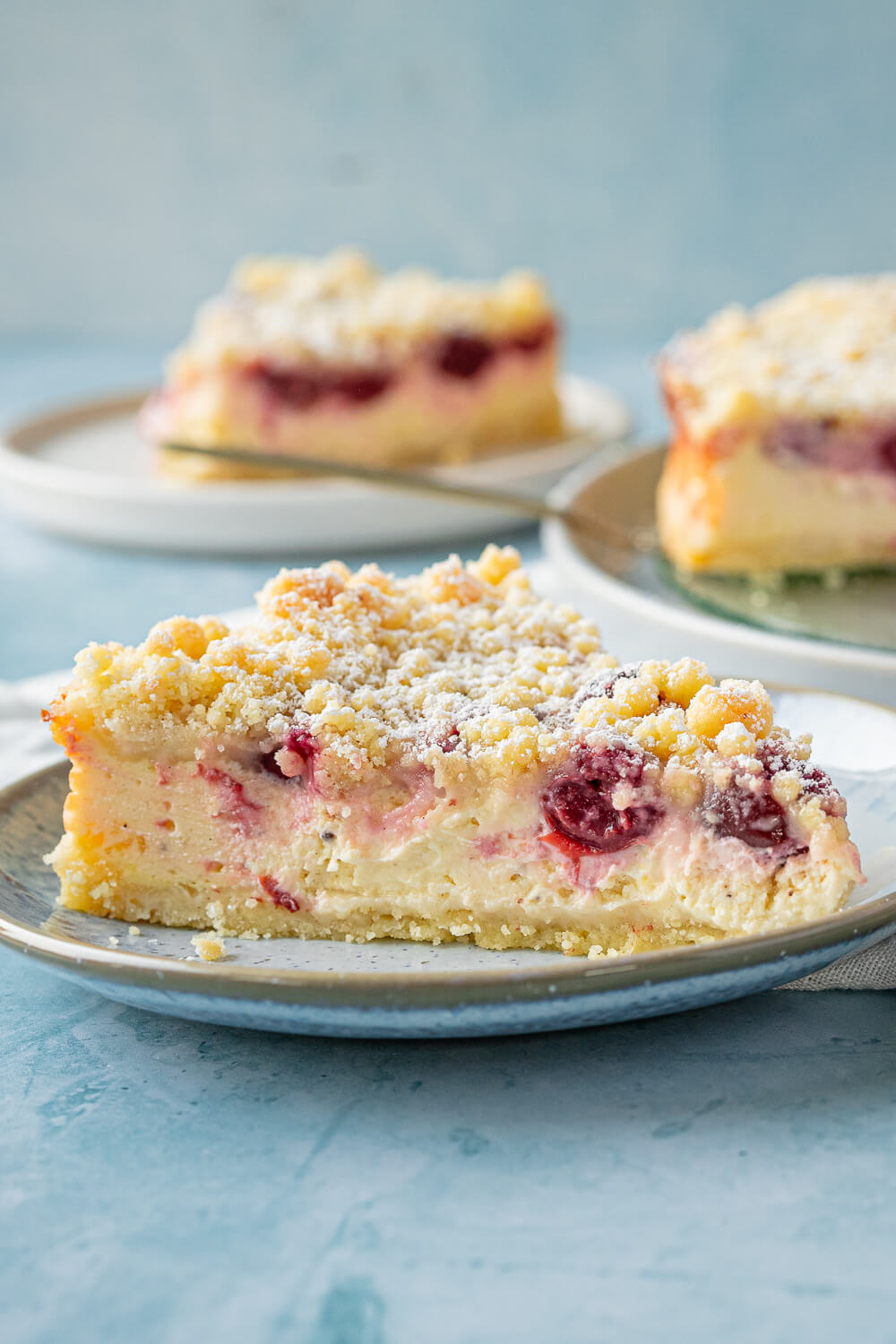 Quark Kirschkuchen mit Streuseln